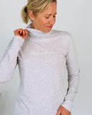 Herzlein® Longsleeve mit Rollkragen "Strandliebe" in Grau meliert