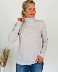 Herzlein® Longsleeve mit Rollkragen "Strandliebe" in Grau meliert