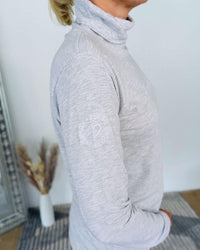 Herzlein® Longsleeve mit Rollkragen "Strandliebe" in Grau meliert