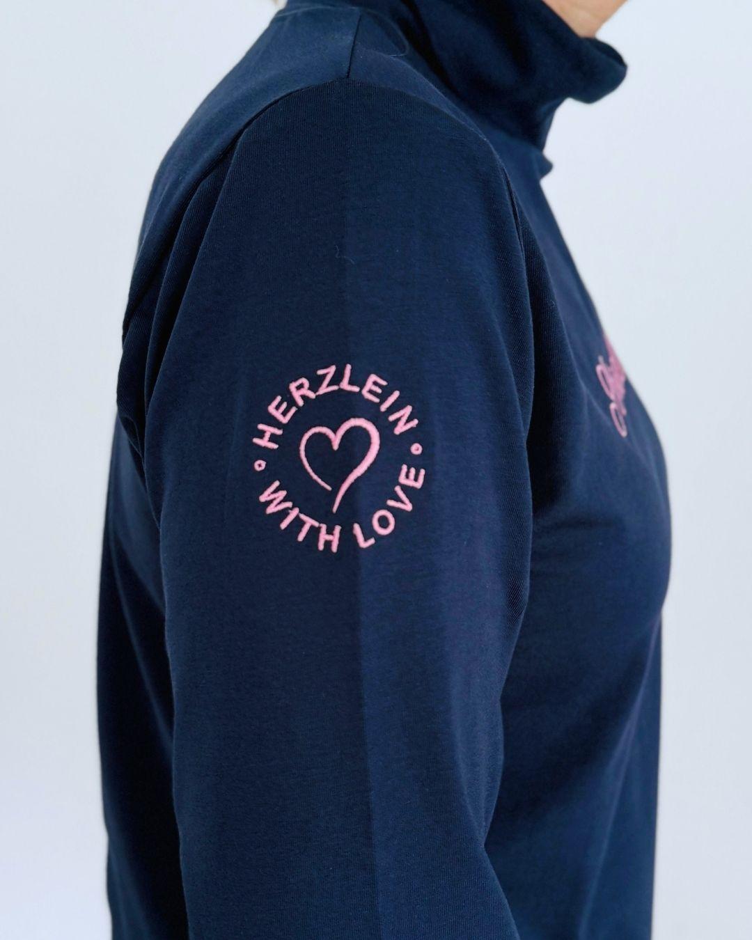 Herzlein® Longsleeve mit Rollkragen "Strandliebe" in Navy