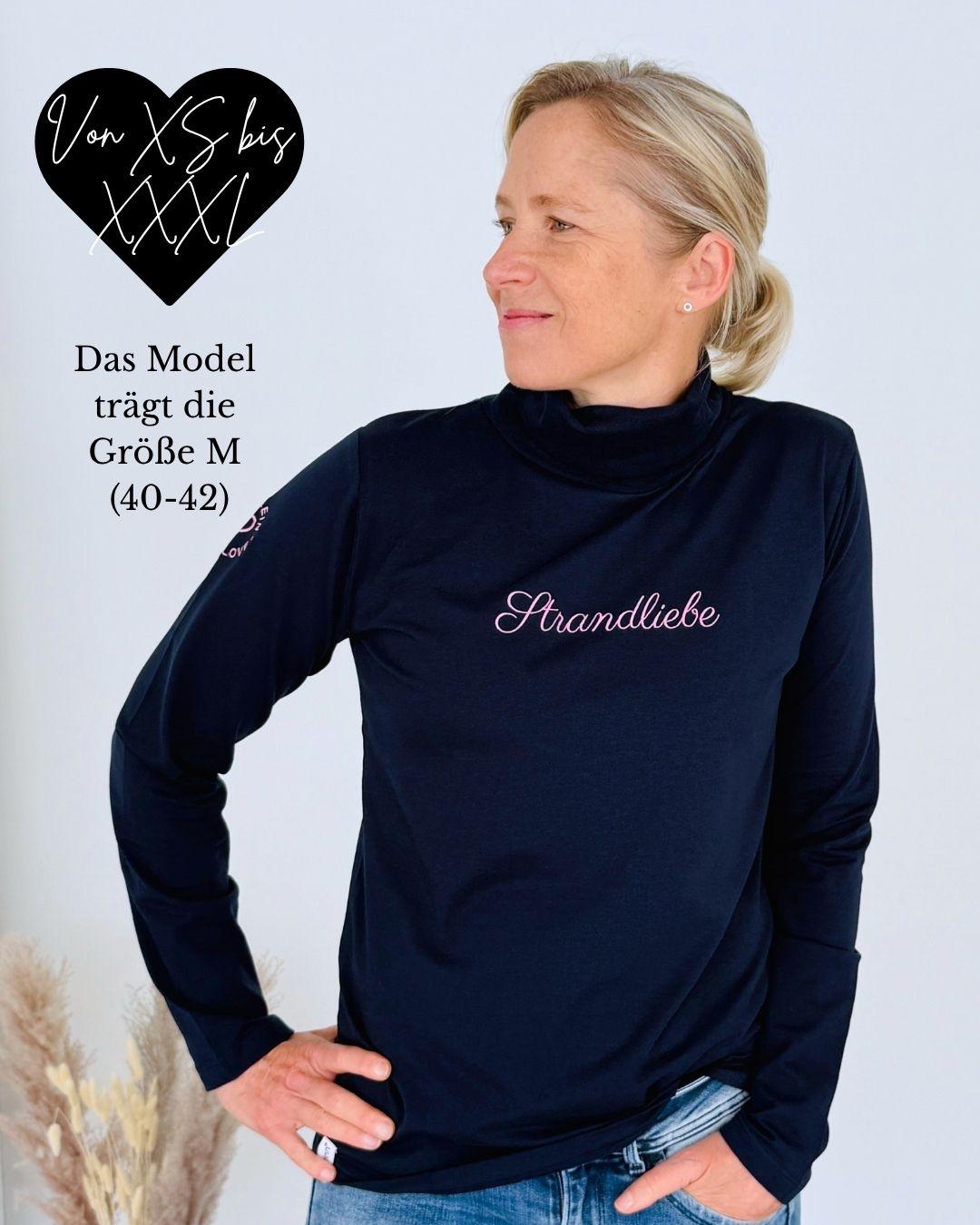 Herzlein® Longsleeve mit Rollkragen "Strandliebe" in Navy