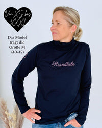 Herzlein® Longsleeve mit Rollkragen "Strandliebe" in Navy