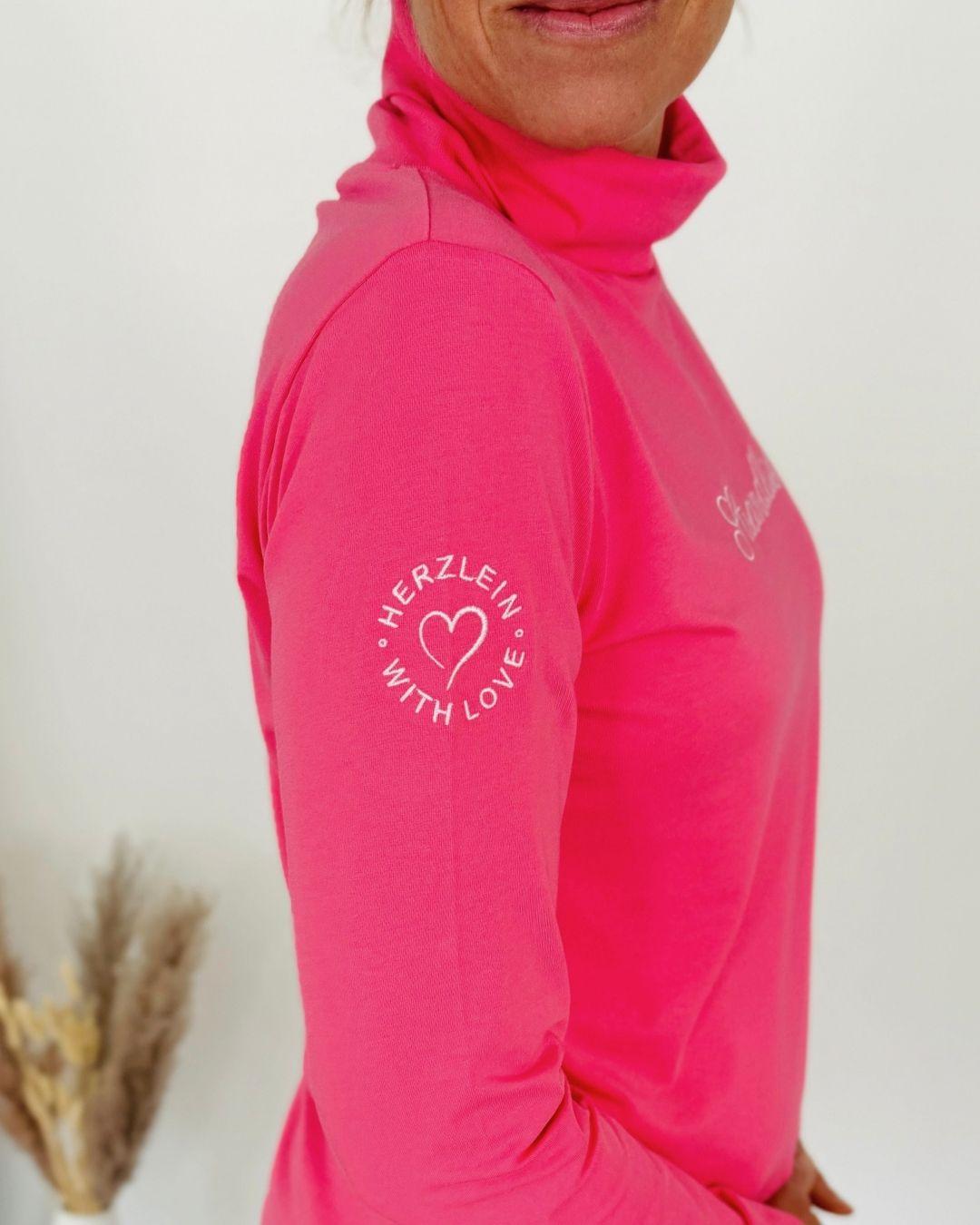 Herzlein® Longsleeve mit Rollkragen "Strandliebe" in Pink