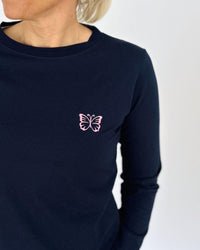 Herzlein® Longsleeve-Shirt mit Schmetterling in Navy
