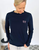 Herzlein® Longsleeve-Shirt mit Schmetterling in Navy