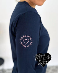 Herzlein® Longsleeve-Shirt mit Schmetterling in Navy