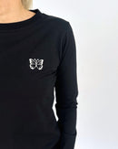 Herzlein® Longsleeve-Shirt mit Schmetterling in Schwarz