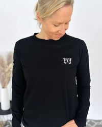 Herzlein® Longsleeve-Shirt mit Schmetterling in Schwarz