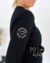 Herzlein® Longsleeve-Shirt mit Schmetterling in Schwarz