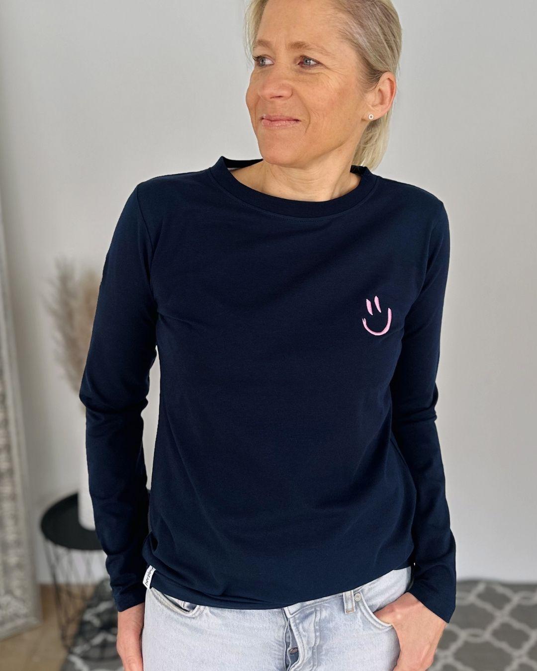 Herzlein® Longsleeve-Shirt mit Smiley in Navy