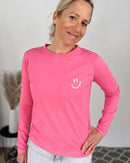Herzlein® Longsleeve-Shirt mit Smiley in Pink