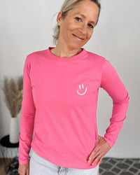 Herzlein® Longsleeve-Shirt mit Smiley in Pink