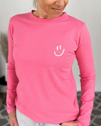 Herzlein® Longsleeve-Shirt mit Smiley in Pink
