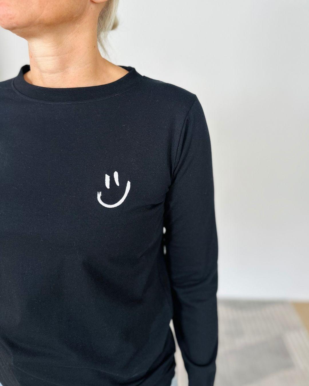 Herzlein® Longsleeve-Shirt mit Smiley in Schwarz