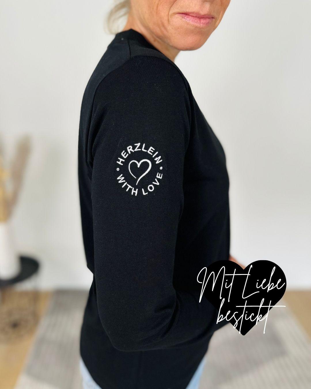Herzlein® Longsleeve-Shirt mit Smiley in Schwarz