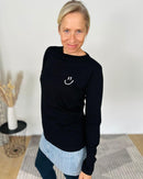 Herzlein® Longsleeve-Shirt mit Smiley in Schwarz