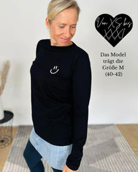 Herzlein® Longsleeve-Shirt mit Smiley in Schwarz