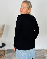 Herzlein® Longsleeve-Shirt mit Smiley in Schwarz