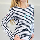 Herzlein® Longsleeve-Shirt gestreift in Weiß - Navy Blau "Love"