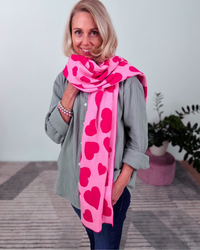 Herzlein® Merino Schal mit Herzchen in Pink & Rosa