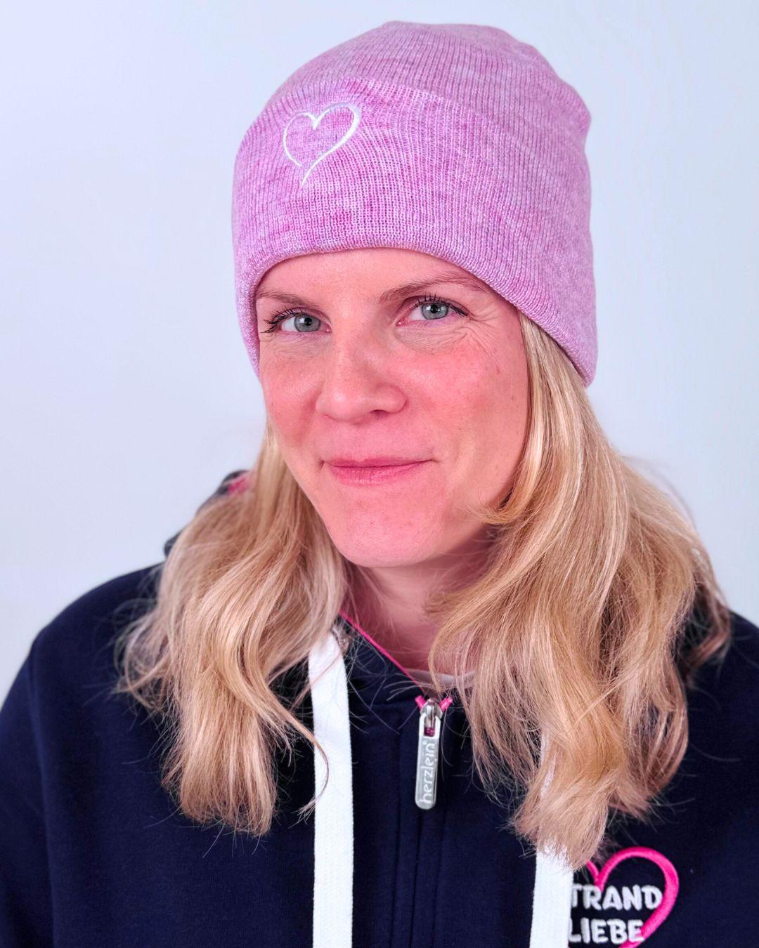 Herzlein® Merino Mütze in meliertem Lavendel