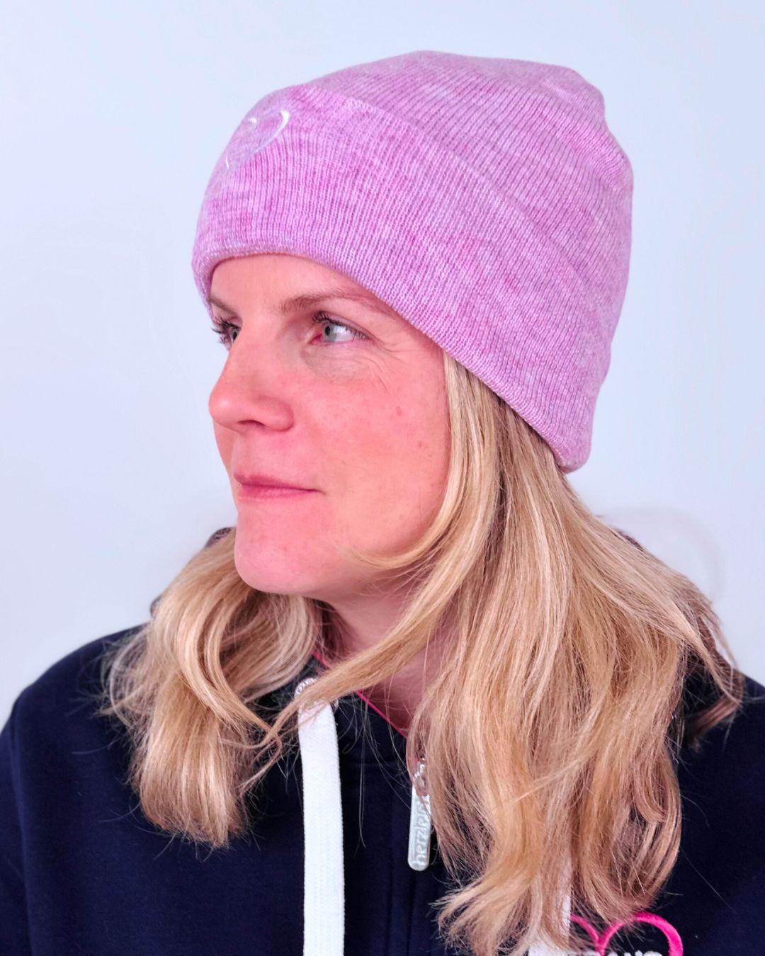 Herzlein® Merino Mütze in meliertem Lavendel