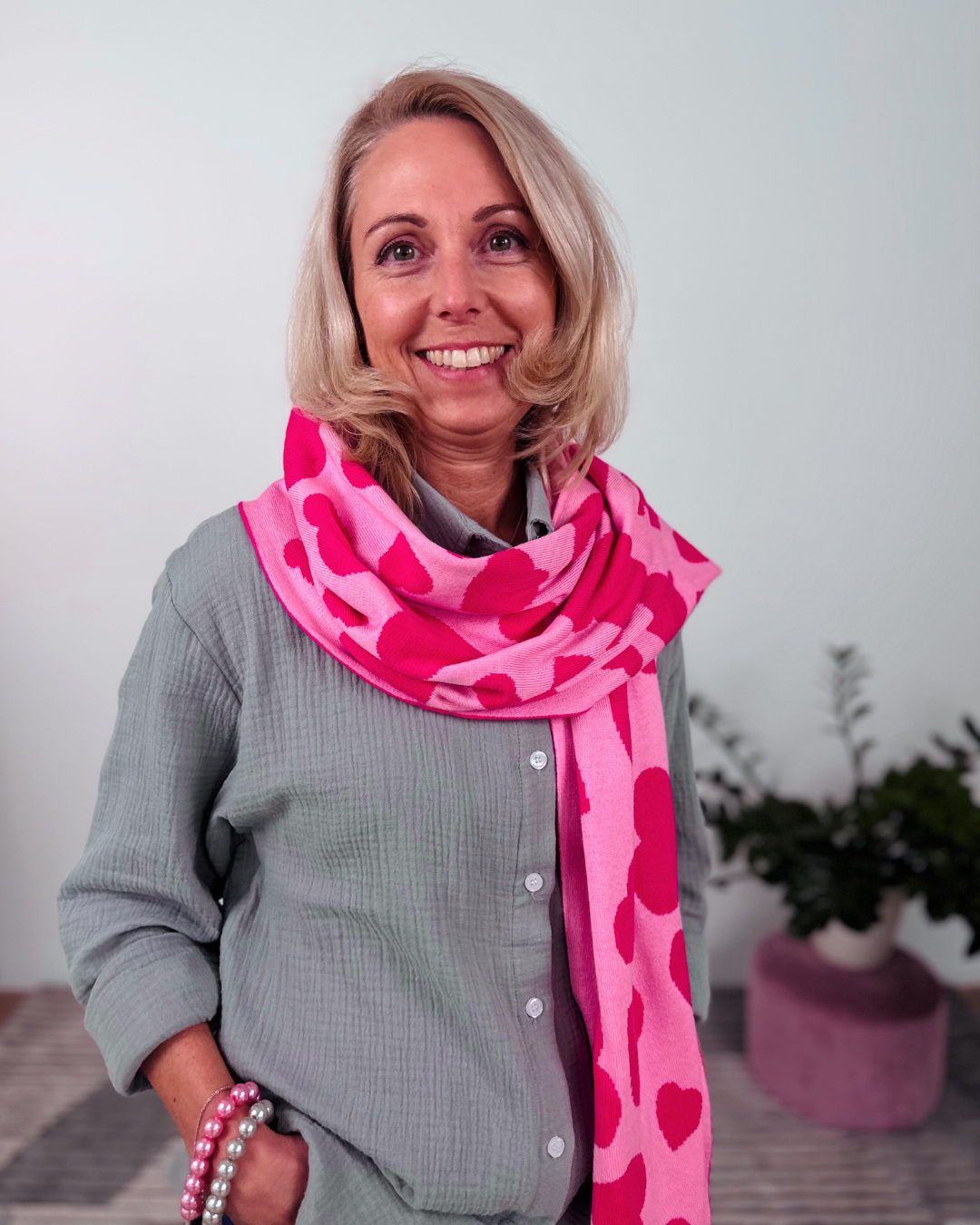 Herzlein® Merino Schal mit Herzchen in Pink & Rosa