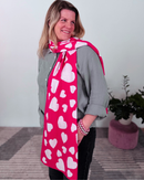 Herzlein® Merino Schal mit Herzchen in Pink & Weiß