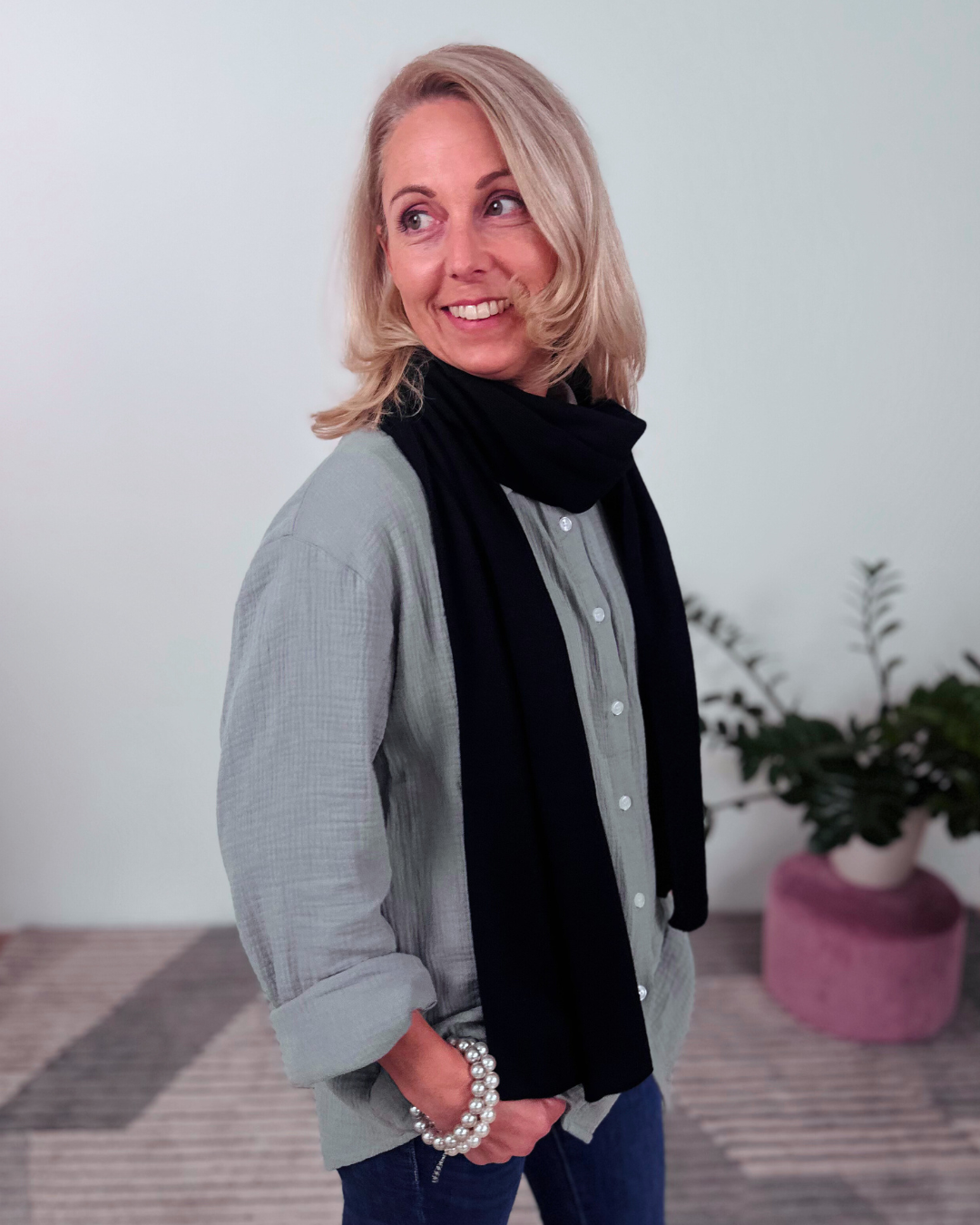 Herzlein® Merino Schal in Schwarz