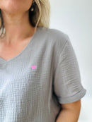 Herzlein® Musselin Shirt mit "Herzchen-Stick" in Grau