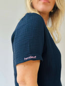 Herzlein® Musselin Shirt mit "Herzchen-Stick" in Navy Blau