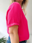 Herzlein® Musselin Shirt mit "Herzchen-Stick" in Pink