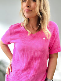 Herzlein® Musselin Shirt mit "Herzchen-Stick" in Rosa