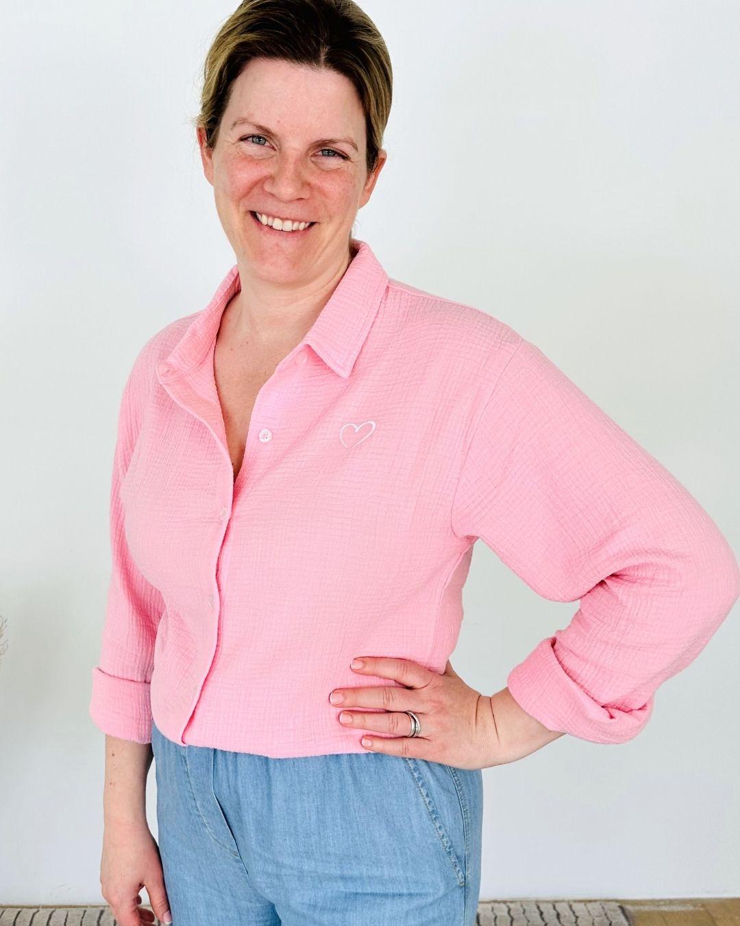 Herzlein® Musselin Bluse in Rosa