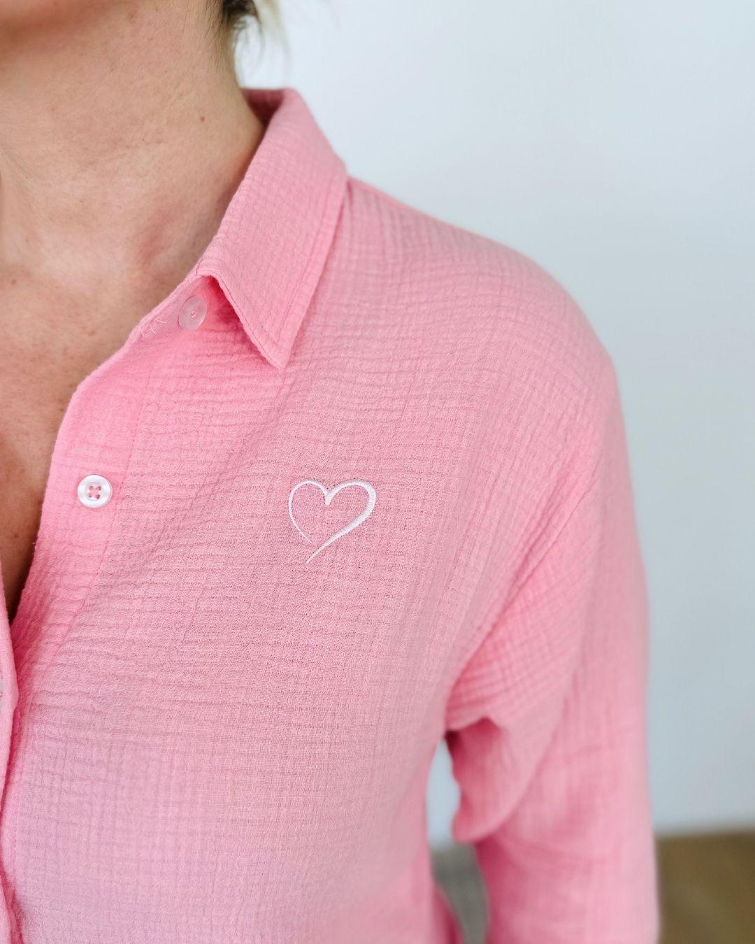 Herzlein® Musselin Bluse in Rosa
