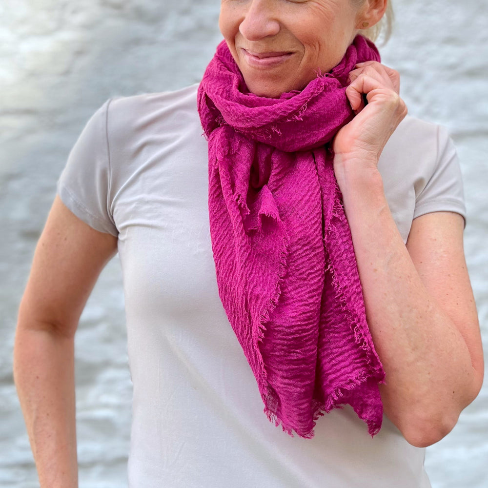 Herzlein® Musselin Tuch Musselintuch Musselintücher Halstuch Damentuch Schal Baumwolle für Damen Beere Lila