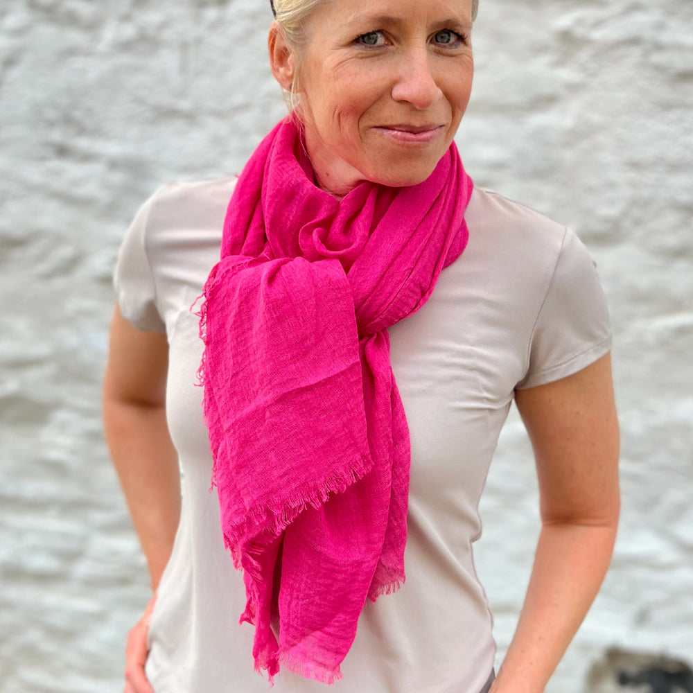 Herzlein® Musselin Tuch Musselintuch Musselintücher Halstuch Damentuch Schal Baumwolle für Damen in Pink