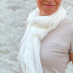Herzlein® Musselin Tuch Musselintuch Musselintücher Halstuch Damentuch Schal Baumwolle für Damen in Weiss klassisch