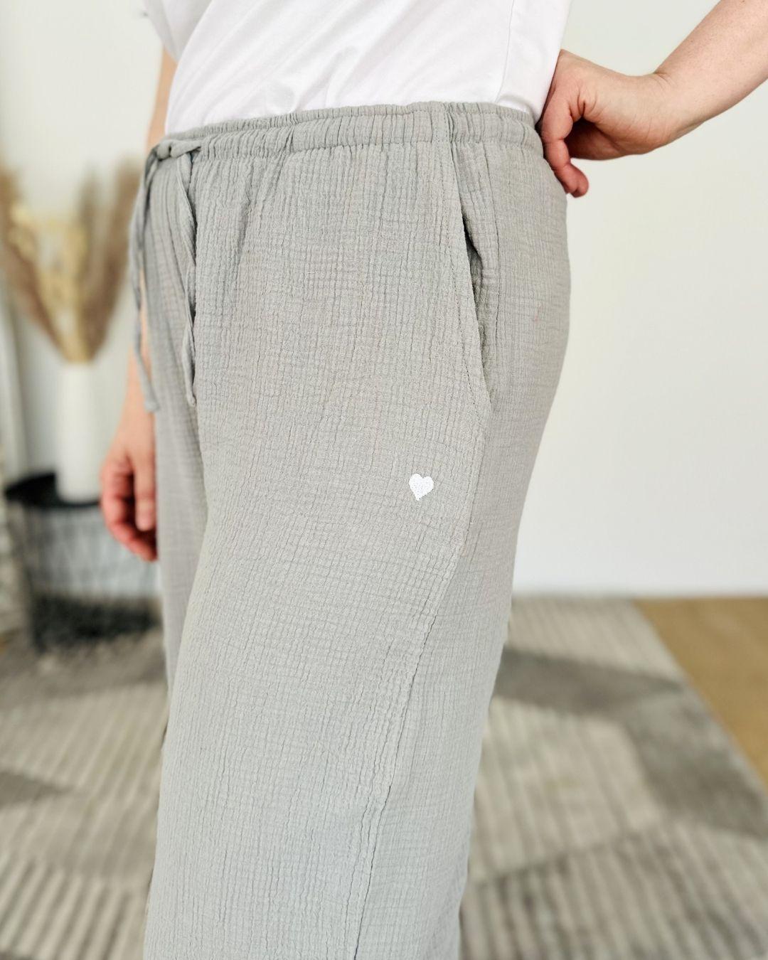 Herzlein® Musselin Hose in Grau