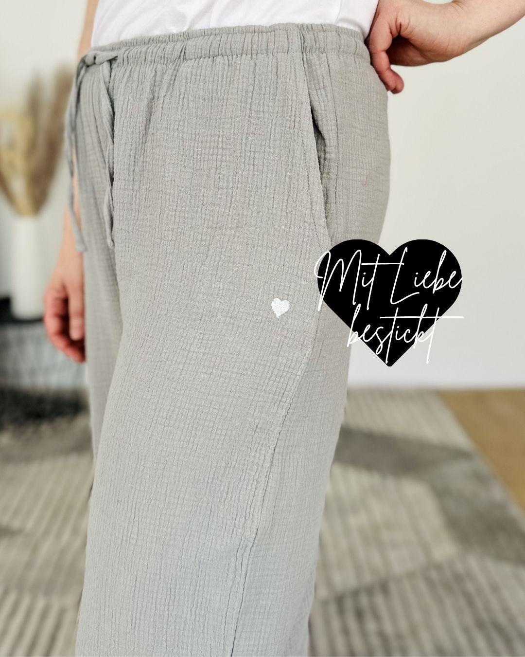 Herzlein® Musselin Hose in Grau