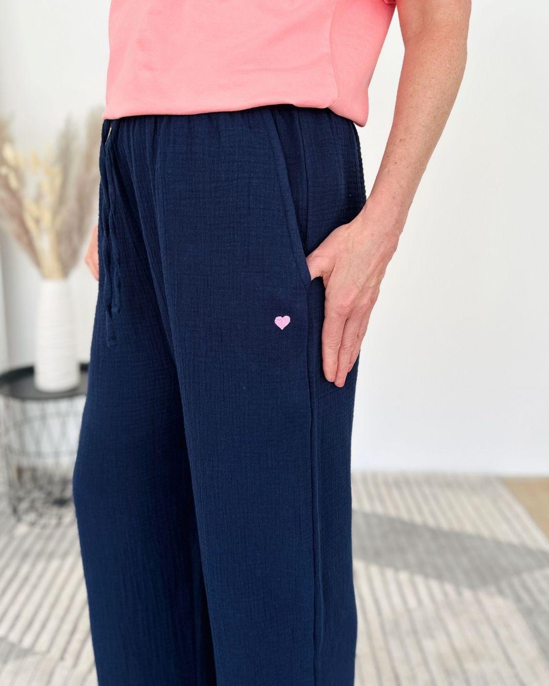 Herzlein® Musselin Hose in Navy