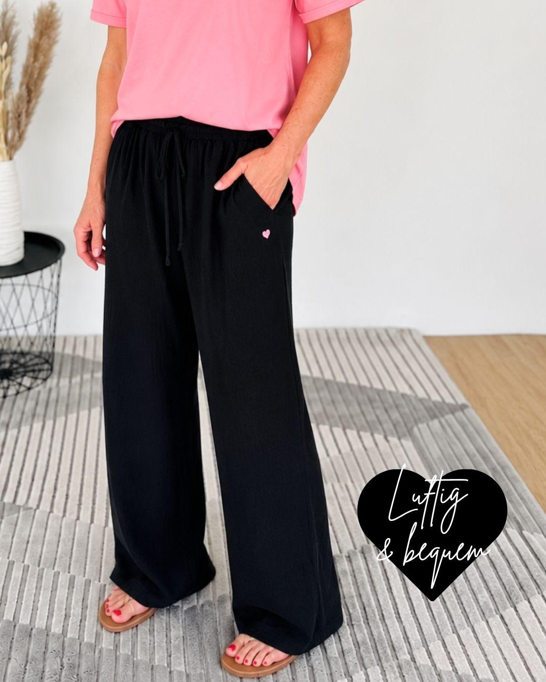 Herzlein® Musselin Hose in Schwarz