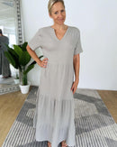 Herzlein® Musselin Maxikleid in Grau