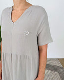 Herzlein® Musselin Maxikleid in Grau