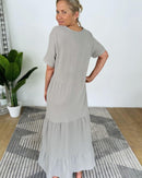 Herzlein® Musselin Maxikleid in Grau