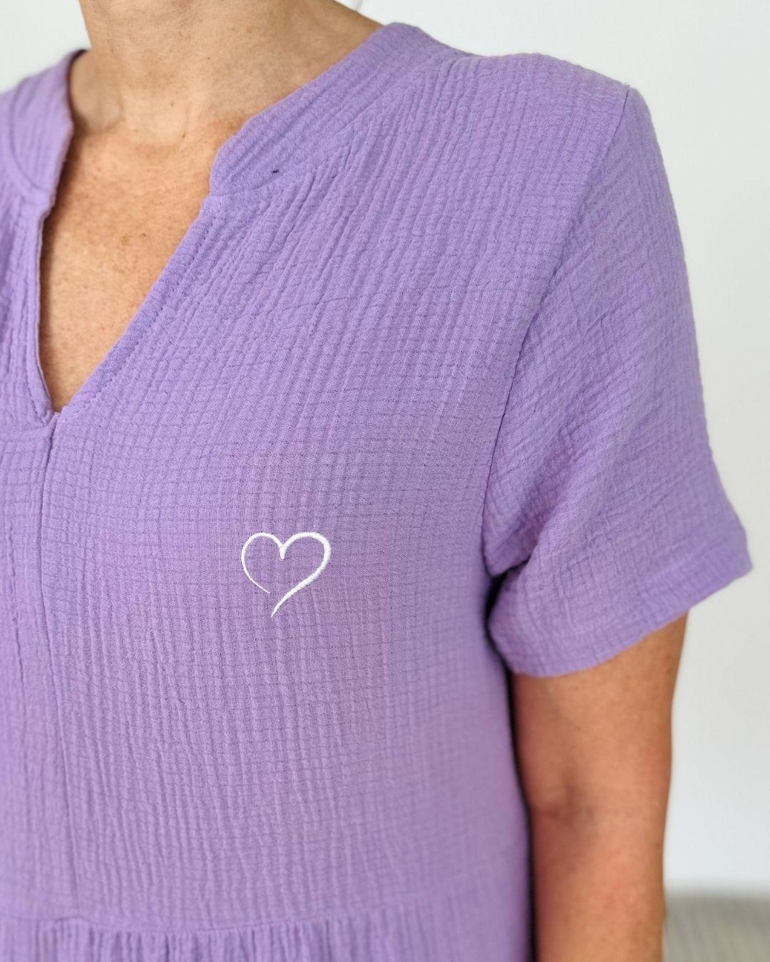 Herzlein® Musselin Maxikleid in Lavendel