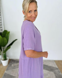 Herzlein® Musselin Maxikleid in Lavendel