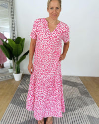Herzlein® Musselin Maxikleid in Leo Pink