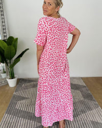 Herzlein® Musselin Maxikleid in Leo Pink