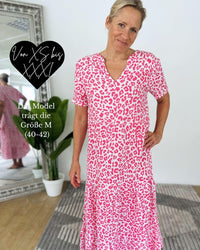 Herzlein® Musselin Maxikleid in Leo Pink